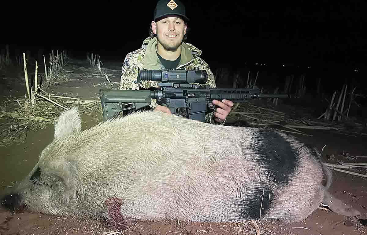 Cole Stilwell gave the Pulsar Trail 2 LRF Thermal Imaging Scope a try during a Texas hunt. Stilwell played baseball for Texas Tech University and has now signed with the Colorado Rockies major league baseball team.